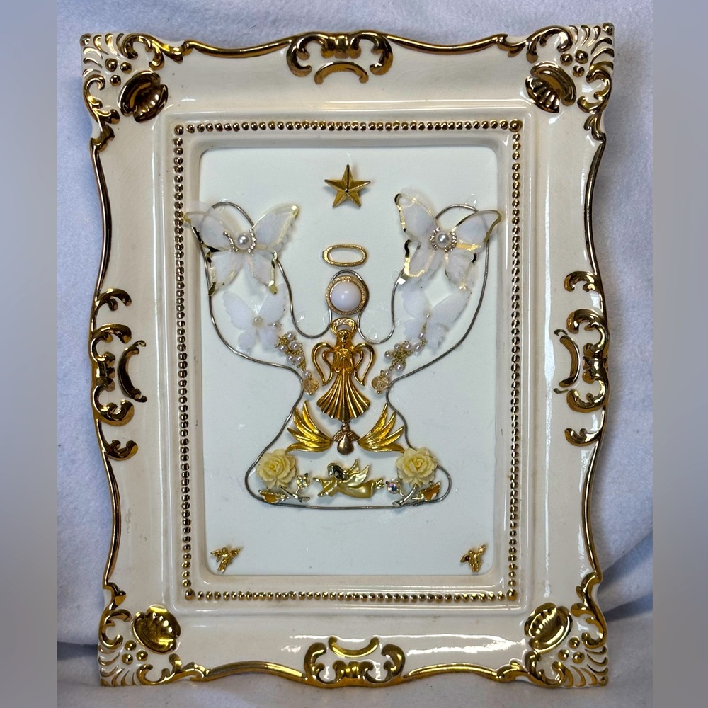 Angel in gold frame jewlery art frame 11x9